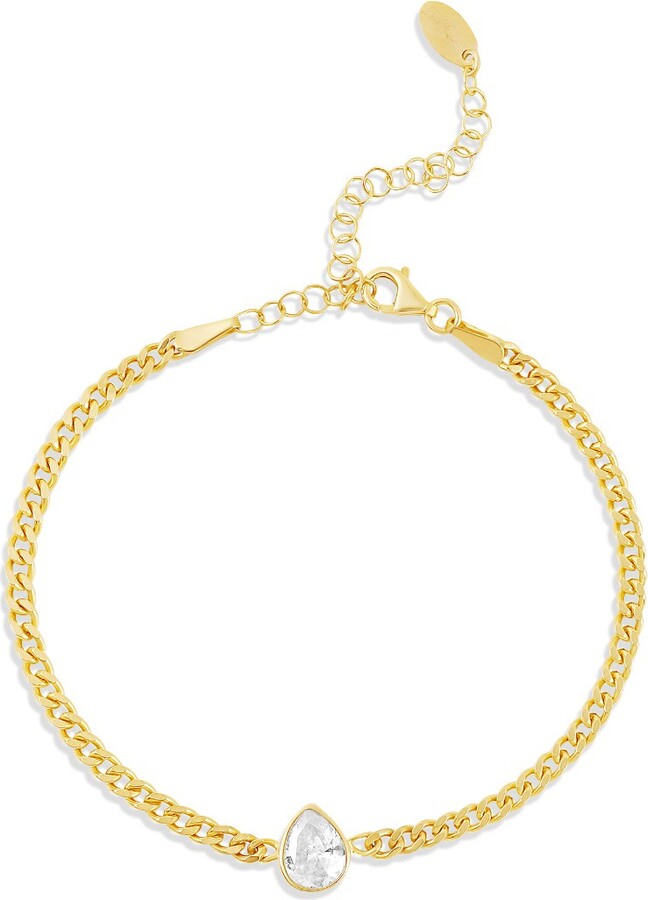 SHYMI Gold Fancy Shape On A Curb Chain Bracelet - Pear