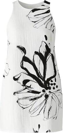 Conquista Black Floral Print Sleeveless Sack Dress