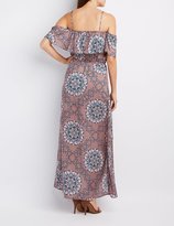 Thumbnail for your product : Charlotte Russe Printed Cold Shoulder Maxi Romper
