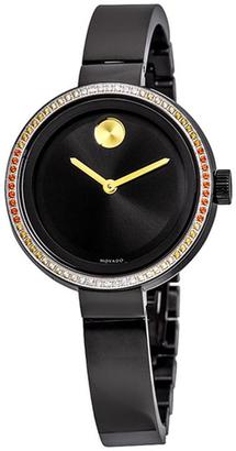 Movado Bold 3600283 Women's Black Ion-Plated Stainless Steel Watch with Gemstone Accents