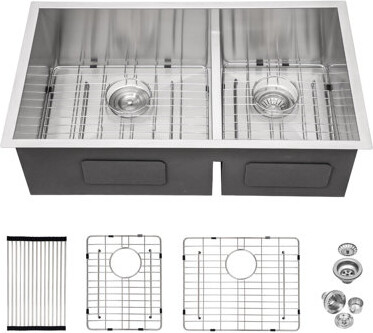 JESTOP 30'' L Undermount Double Bowl Stainless Steel Kitchen Sink
