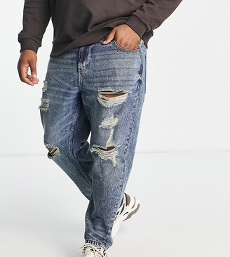 Don't Think Twice DTT Plus rigid tapered fit ripped jeans in