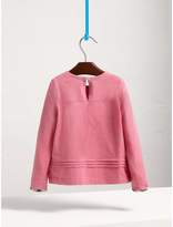 Thumbnail for your product : Burberry Long-sleeve Pleat and Check Detail Cotton T-shirt , Size: 10Y, Pink