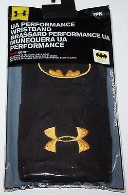 Under Armour 1 Pair UA Performance Men's Black/Gold Batman Wristbands **