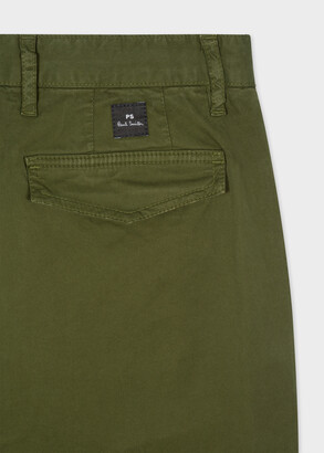 Paul Smith Men's Tapered-Fit Green Stretch Pima-Cotton Chinos