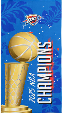 Bayou Breeze NBA Oklahoma City Thunder Champs Blackboard Beach Towel – Basketball Sports Fan Pool Towel, Soft Cotton Comfort – 30 x 60 inches