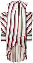 Thumbnail for your product : Monse Oversized Cold-shoulder Striped Satin-twill Blouse