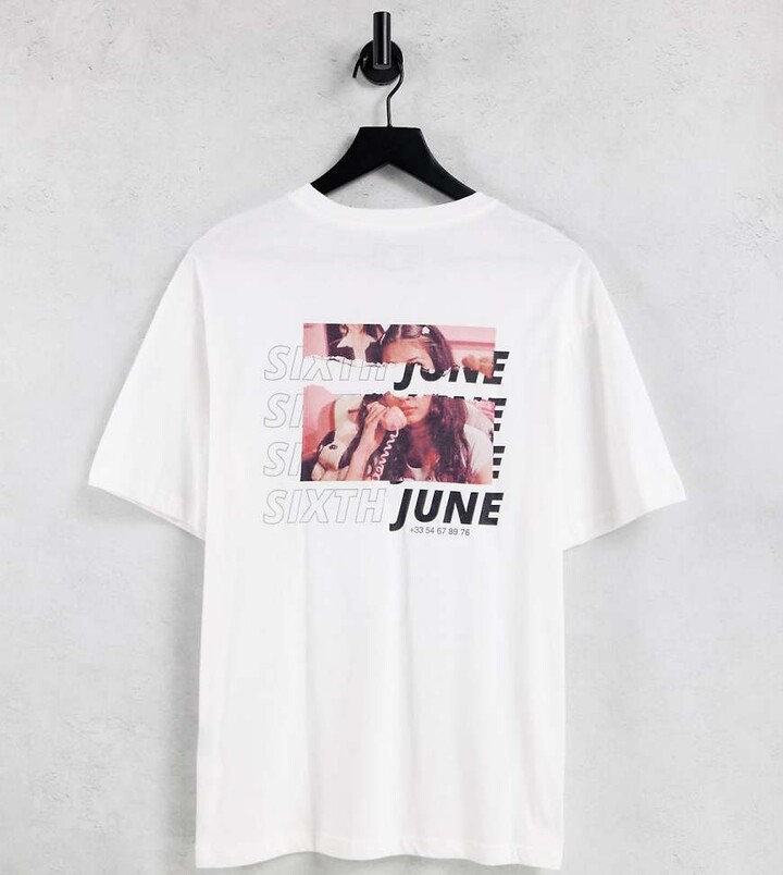 Sixth June photo call back print oversize t-shirt in white