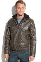 Thumbnail for your product : Calvin Klein Hooded Faux Leather Moto Jacket