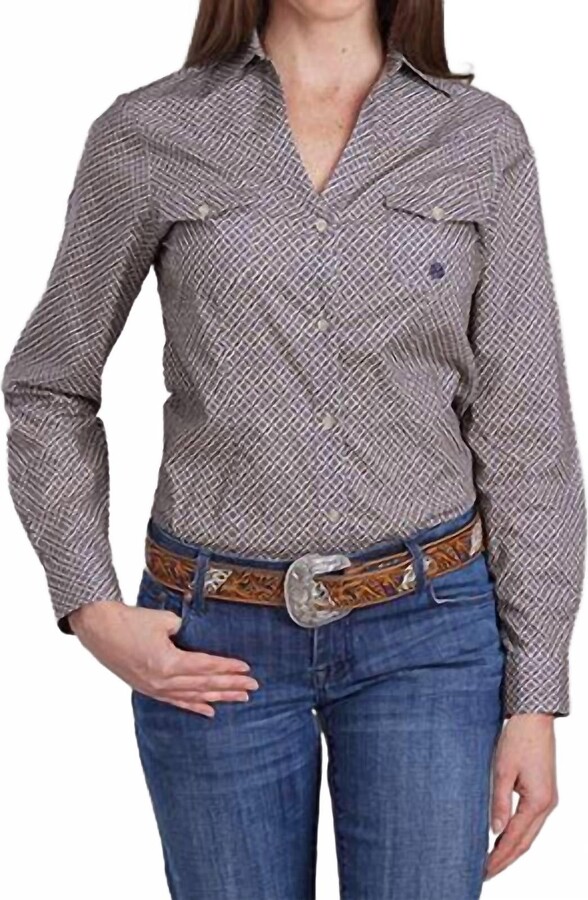 Roper Women's Long Sleeve Western Shirt In Pinwhell Fouldard