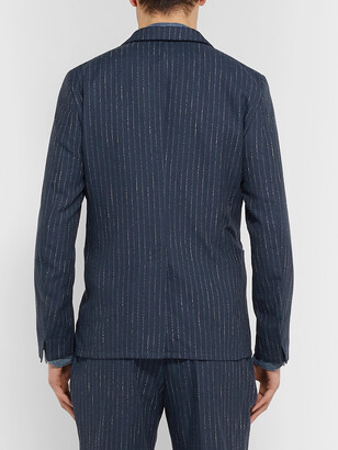 Officine Generale Navy Slim-Fit Unstructured Pinstriped Woven Suit Jacket