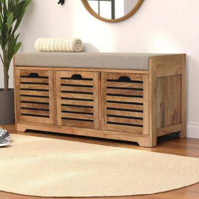 Artisan Furniture Shutter Oak-Ish Shoe Bench