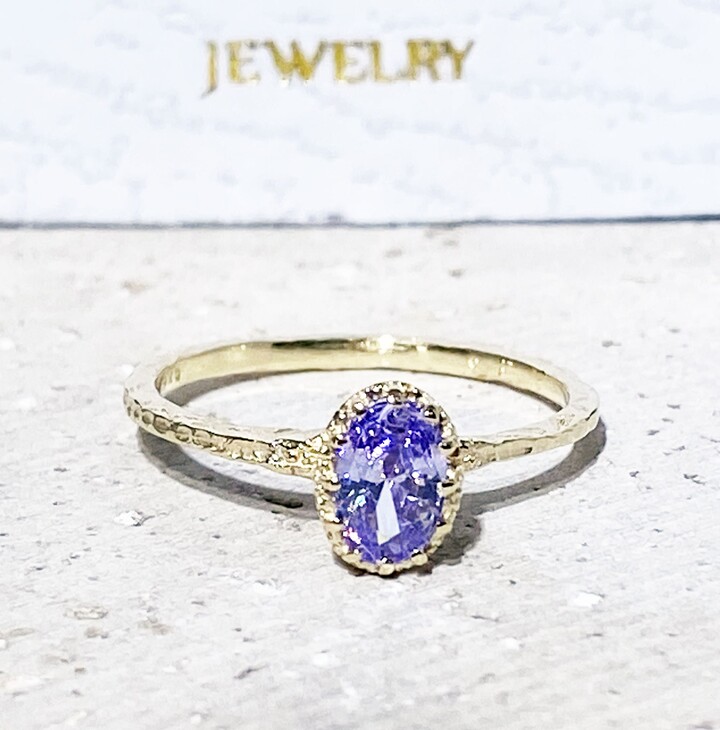 Etsy Lavender Amethyst Ring - Gemstone Gold Stack Bezel Oval Purple Hammered Simple