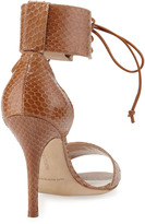 Thumbnail for your product : Manolo Blahnik Olli Snake Laced-Cuff Sandal
