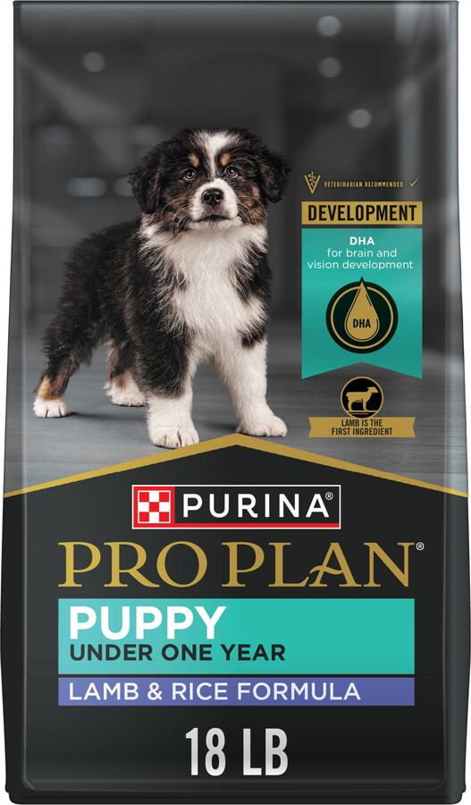 Purina Pro Plan Puppy Dry Dog Food, Dogs Under 1 Year, High Protein Real Lamb & Rice Formula, 18 lb Bag