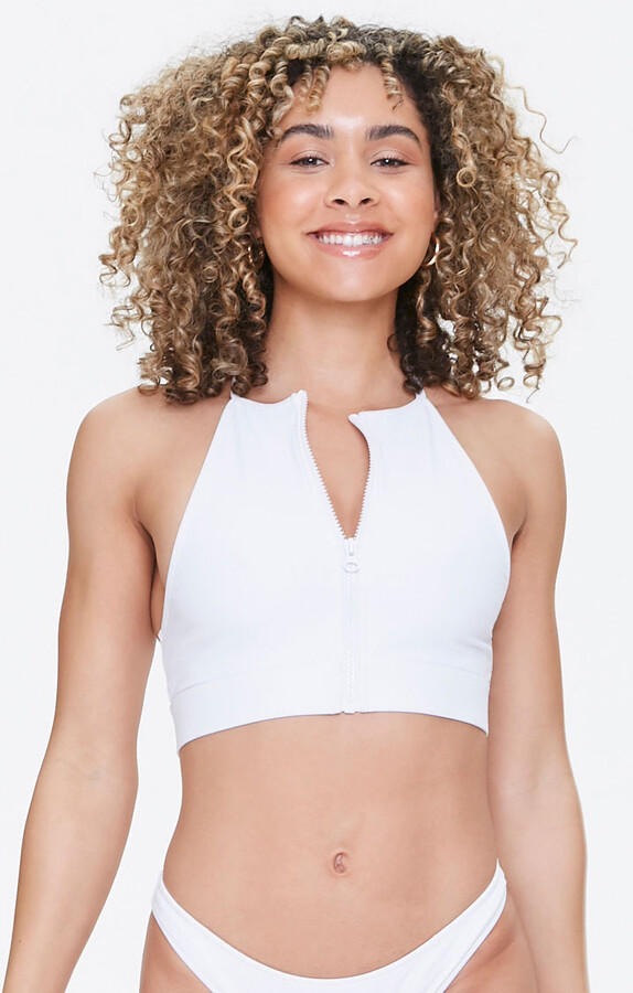Forever 21 Zip-Front Racerback Bikini Top - ShopStyle Two Piece Swimsuits