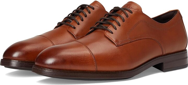Cole Haan Harmon Grand Cap Toe Oxfords Men's Slip on Shoes British Tan/Dark Brown Waterproof : 7.5 D - Medium, Leather