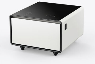 Orren Ellis Modern Smart Side Table with Built-in Fridge Wireless Charging Temperature Control