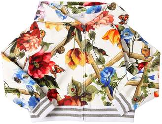 Dolce & Gabbana Floral Print Hooded Cotton Sweatshirt