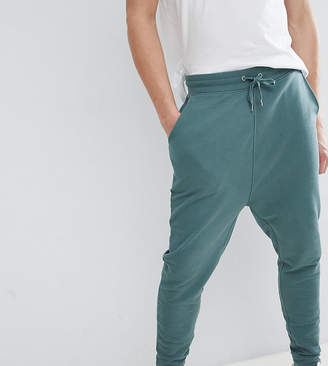 ASOS Design DESIGN Tall Drop Crotch Joggers In Washed Green