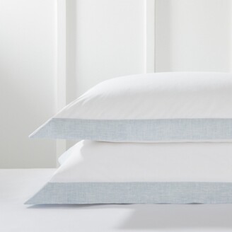 The White Company Blakely Oxford Pillowcase, White/Blue, Super King