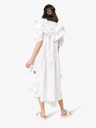 Simone Rocha Asymmetric Ruffle Cotton Dress