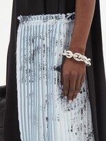 Thumbnail for your product : OMER ASIM Pleated-panel Silk-crepe Dress - Black Blue