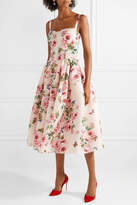 Thumbnail for your product : Dolce & Gabbana Pleated Floral-print Silk-organza Midi Dress - Pastel pink