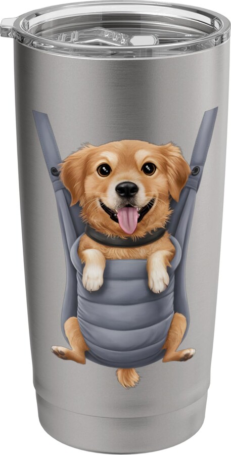 Golden Retriever Puppy Lover PS Funny Golden Retriever Puppy In A Baby Carrier. Dog Lover Stainless Steel Insulated Tumbler