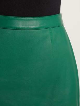 ALEXACHUNG Leather Mini Skirt - Womens - Green