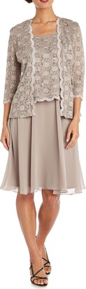 R & M Richards Womens Lace Sequined Cocktail and Party Dress