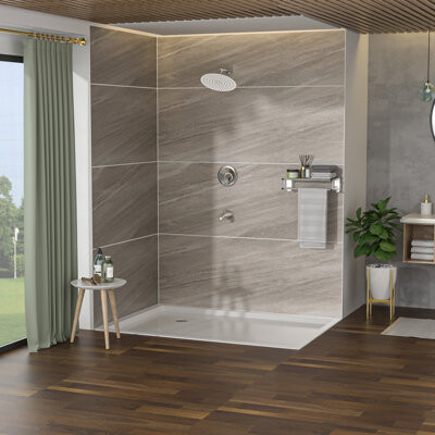 JINXUNDA Rainfall Experience Brushed Nickel Modern Bathroom Wall-mount Shower System