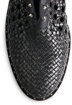 Thumbnail for your product : Freda SALVADOR Draw Studded Woven Leather Ankle Boots