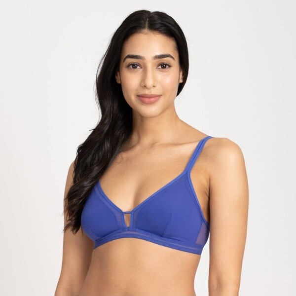 All.You.LIVELY Women' Meh Trim Bralette - Clemati Blue L