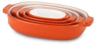 KitchenAid Persimmon Nesting Ceramic 4-Piece Bakeware Set