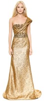 Thumbnail for your product : Marchesa Brocade One Shoulder Gown