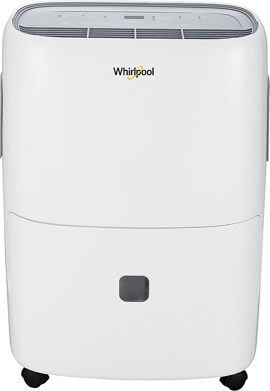 Whirlpool 50-Pint Portable Dehumidifier, 2-Speed, Covers up to 4500 sq. ft, White (WHAD50PDW)