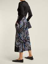 Thumbnail for your product : Pleats Please Issey Miyake Flame Print Pleated Cropped Wide Leg Trousers - Womens - Black Blue