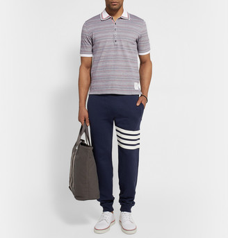 Thom Browne Striped Cotton-Piqué Polo Shirt
