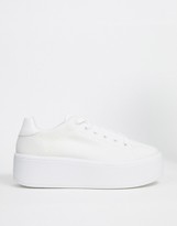 Thumbnail for your product : ASOS DESIGN Wide Fit Dreamer flatform chunky trainers in white