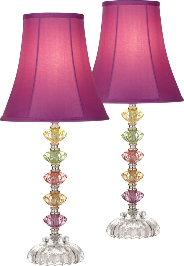 360 Lighting Bohemian Orchid 21" High Stacked Glass Lamps Set of 2