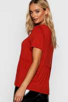 Thumbnail for your product : boohoo Scoop Neck Peplum Top