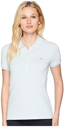 Lacoste Short Sleeve Slim Fit Stretch Pique Polo Shirt (Rill Light Blue) Women's Clothing