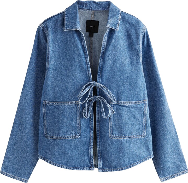Next Front Tie Boxy Denim Jacket