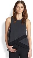 Thumbnail for your product : Autograph Addison Malcolm Crossover Chiffon-Trimmed Top