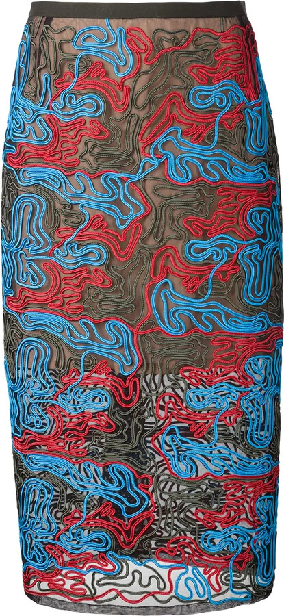 Julien David Exposed Seam Mesh Skirt