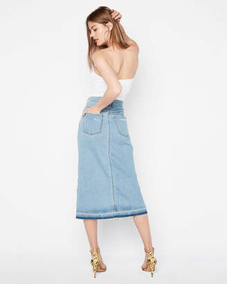 Express Slim High Waisted A-Line Denim Skirt