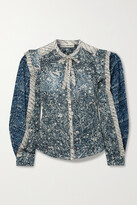 Thumbnail for your product : Ulla Johnson Nara Patchwork Printed Cotton-blend Voile Blouse - Blue