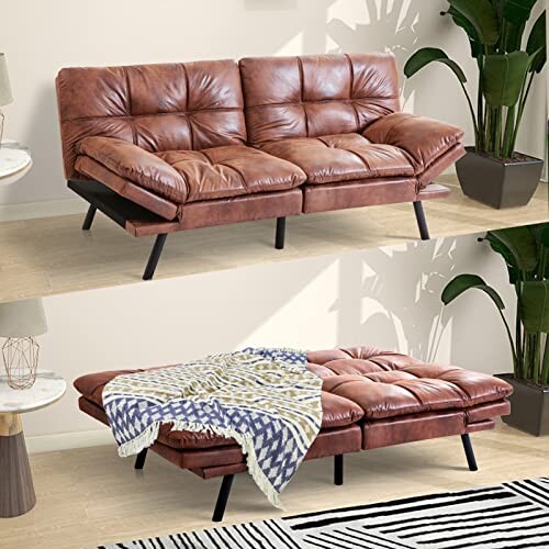 Maxspeed Futon Sofa Bed Memory Foam Couch Convertible Modern Loveseat
