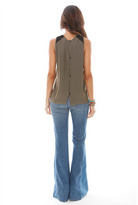 Thumbnail for your product : Feel The Piece Button Back Tank in Army/Black